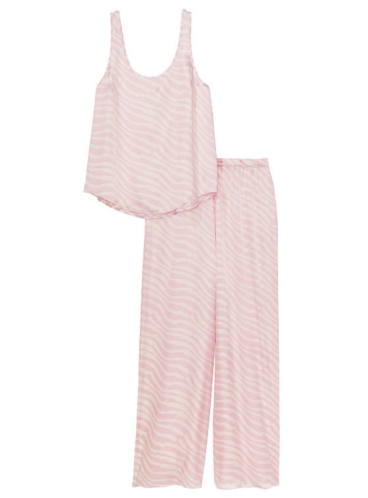 Сатинова піжама Satin Cami Wide-Leg від Victoria's Secret - Pink Zebra