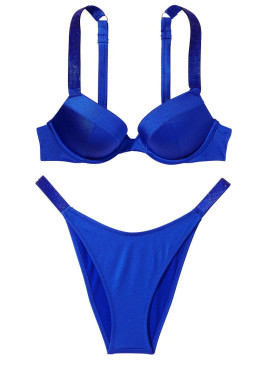 Фото NEW! Стильний купальник Shine Strap Sexy Tee Push-Up Brazilian від Victoria's Secret - Blue Oar