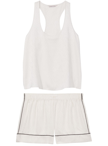 Сатинова піжамка Victoria's Secret Satin Short And Racerback Tank - White