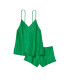 Сатинова піжама з шортиками Draped Back Jacquard від Victoria's Secret - Verdant Green