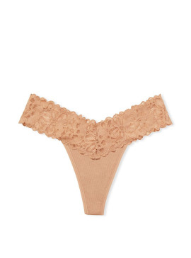 Докладніше про Трусики-стрінги Lace Waist Cotton від Victoria&#039;s Secret - Sweet Praline