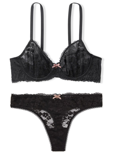 Мереживний комплект Unlined Demi із серії Body by Victoria від Victoria's Secret - Black