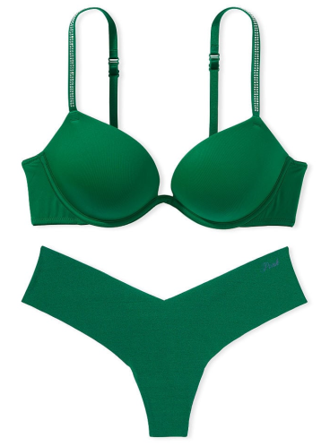 Комплект бeлья Wear Everywhere Super Push-Up от Victoria's Secret PINK - Garnet Green