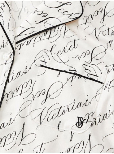 Фланелева піжама від Victoria's Secret - White Vs Script