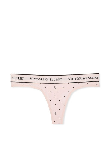Трусики-стринги Victoria's Secret из коллекции Stretch Cotton - Peach Black Dot 