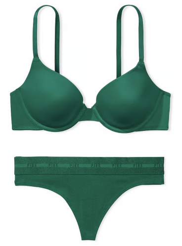 Комплект бeлья Lightly Lined из серии Wear Everywhere от Victoria's Secret PINK - Garnet Green