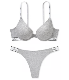 Комплект бeлья с Push-Up из серии Wear Everywhere от Victoria's Secret PINK - Heather Medium Grey