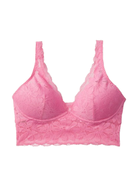 Фото Мереживний топ Lace Lightly Lined Plunge Bralette від Victoria's Secret PINK - Dreamy Pink