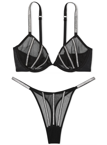 Комплект Sheer Shine Low-Cut Demi от Victoria's Secret - Black