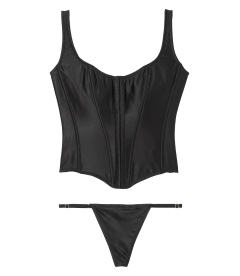 Розкішний комплект з корсетом Very Sexy The Classic Silk від Victoria's Secret - Black