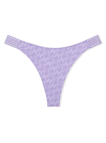 Трусики-стринги High Leg Logo от Victoria's Secret PINK - Wisteria Purple Logo Script Print