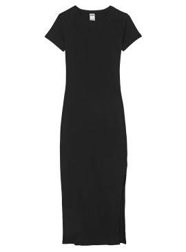 Фото Облягаюча сукня у рубчик Contour Ribbed Midi Dress від Victoria's Secret PINK - Black