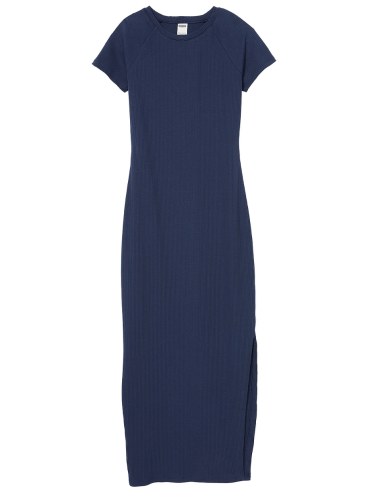 Облегающее платье в рубчик Contour Ribbed Midi Dress от Victoria's Secret PINK - Navy