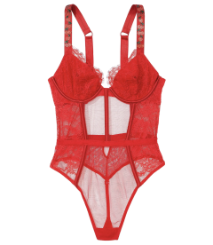 Боди Shine Strap Unlined Lace & Mesh из коллекции Very Sexy от Victoria's Secret - Cherry Red