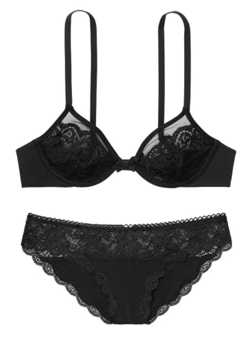 Кружевной комплект Unlined Demi из серии Body by Victoria от Victoria's Secret - Black