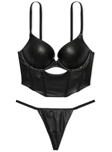 Комплект Bombshell Add-2-Cups Faux Leather Corset от Victoria's Secret - Black