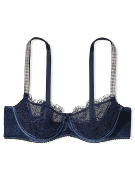 Докладніше про Бюстгальтер Wicked Unlined Lace &amp; Velvet Shine Strap Balconette від Victoria&#039;s Secret - Noir Navy