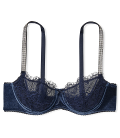 Бюстгальтер Wicked Unlined Lace & Velvet Shine Strap Balconette от Victoria's Secret - Noir Navy