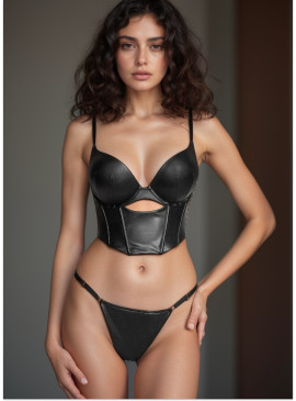 Фото Комплект Bombshell Add-2-Cups Faux Leather Corset от Victoria's Secret - Black