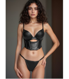 Комплект Bombshell Add-2-Cups Faux Leather Corset от Victoria's Secret - Black