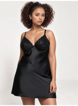 Фото Комбінація Floral Embroidery Satin Underwire Slip від Victoria's Secret - Black