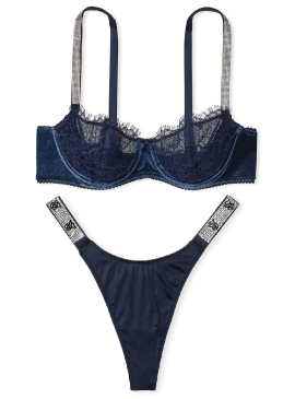 Докладніше про Комплект білизни Wicked Unlined Shine Strap Balconette від Victoria&#039;s Secret - Noir Navy