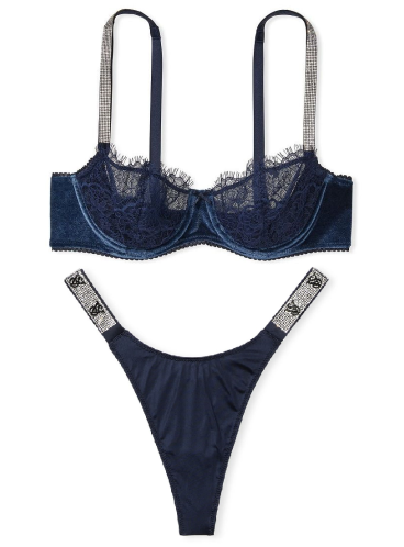 Комплект білизни Wicked Unlined Shine Strap Balconette від Victoria's Secret - Noir Navy