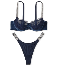 Комплект білизни Wicked Unlined Shine Strap Balconette від Victoria's Secret - Noir Navy