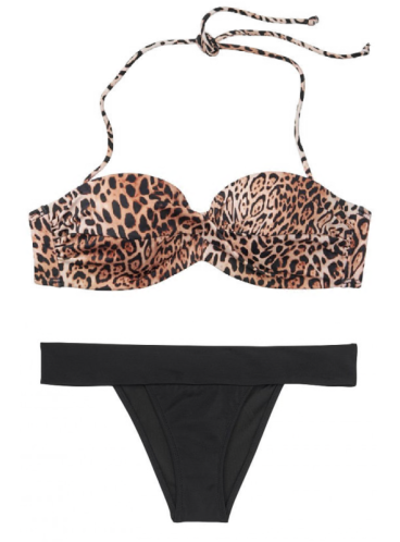 Стильний купальник Mallorca Twist-front Bandeau від Victoria's Secret - Natural Leopard