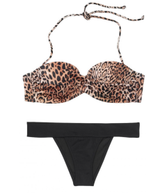 Стильный купальник Mallorca Twist-front Bandeau от Victoria's Secret - Natural Leopard