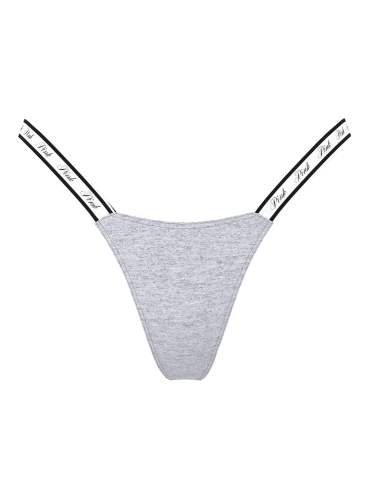 Хлопковые трусики-стринги Victoria's Secret PINK - Heather Grey