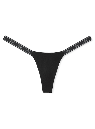 Хлопковые трусики-стринги Victoria's Secret PINK - Black