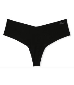 Бесшовные трусики-стринги Victoria's Secret PINK - Pure Black